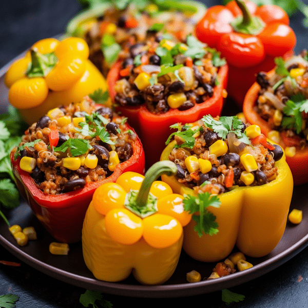 Vegan Stuffed Bell Peppers with Quinoa and Veggies